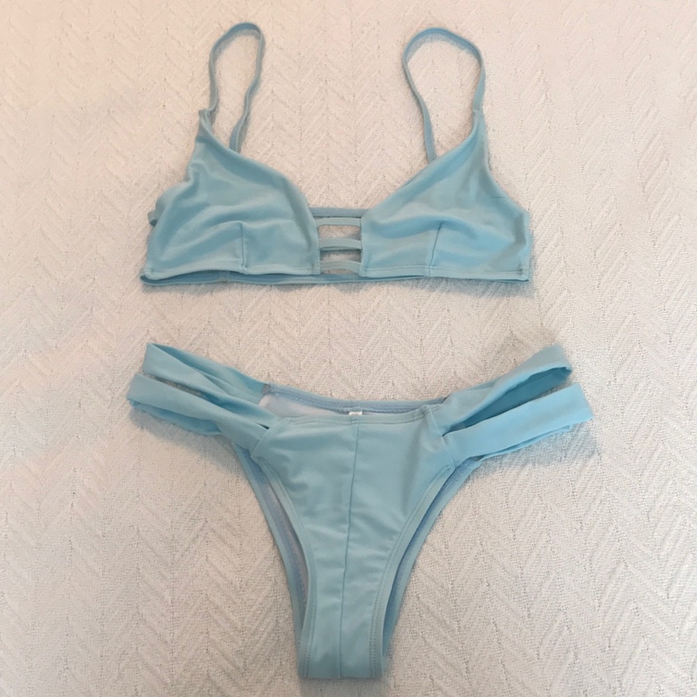 NWOT Light blue two piece Brazilian cut bikini